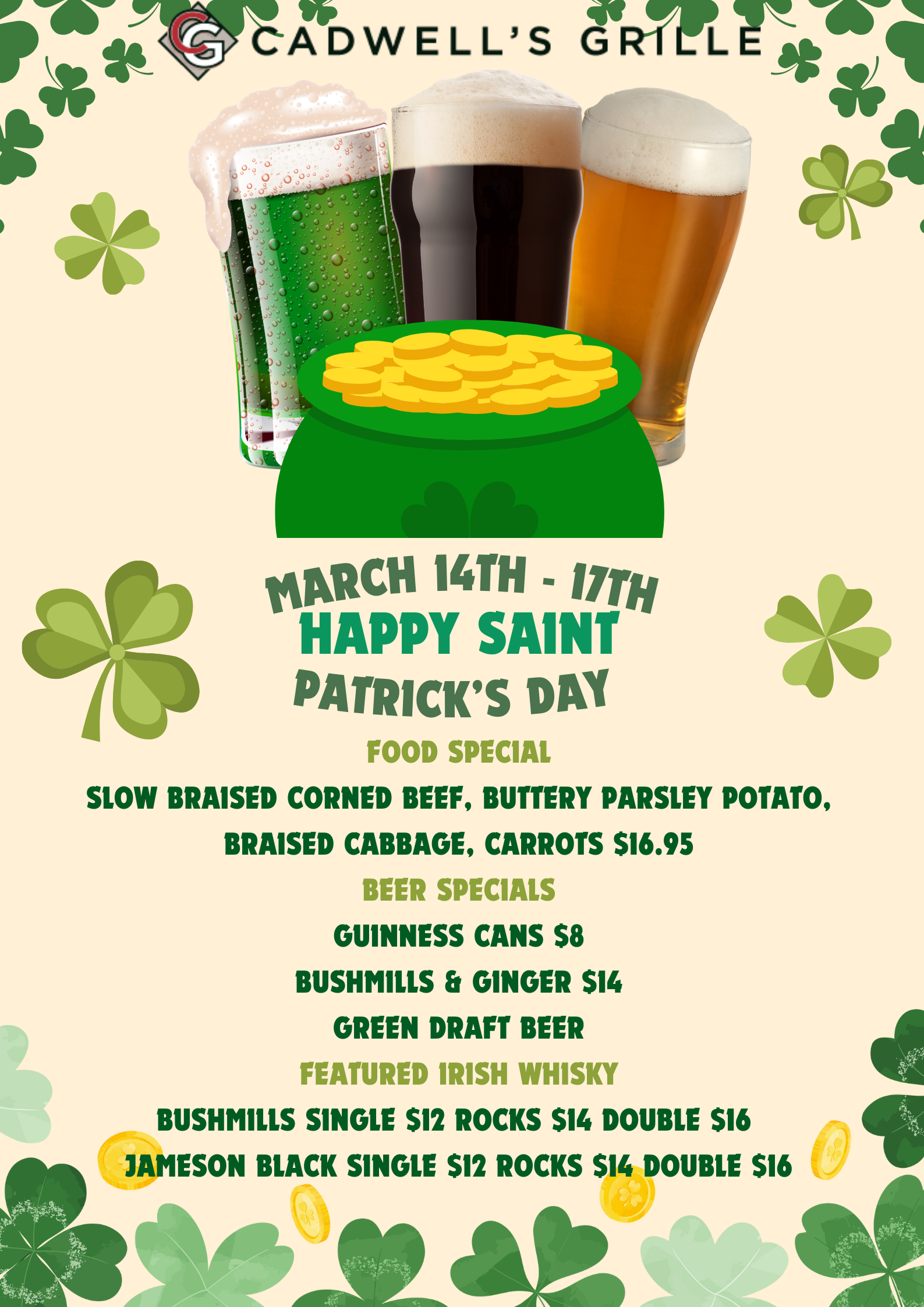 St. Paddy's Weekend at Cadwell's Grill
